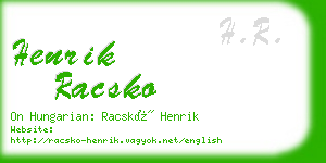 henrik racsko business card